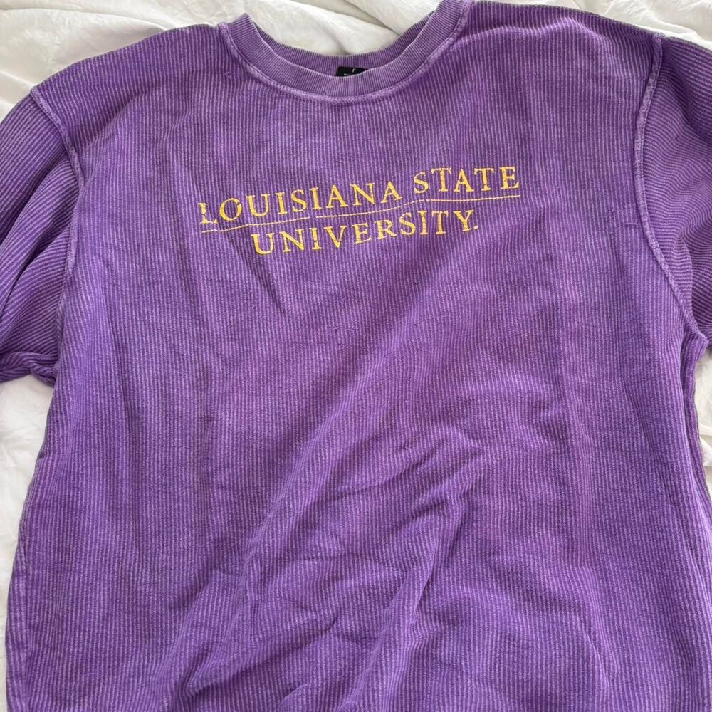 LSU Lousiana State University Large Cordoroy Women's Purple Yellow Sweatshirt
